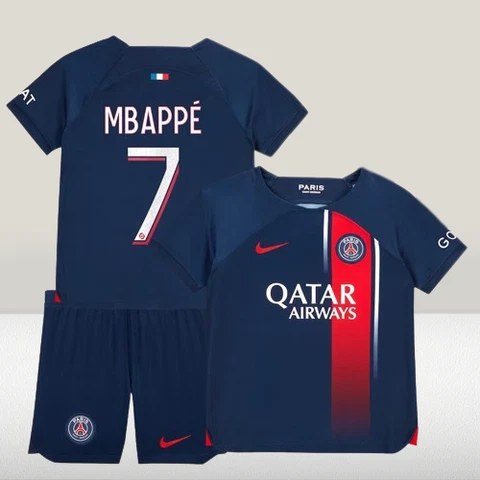 New 23/24 PSG Mbappe soccer uniform for kids jersey + short Football kit Cover