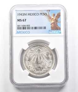 1943 M Mexico Peso MS67 NGC *3588 - Picture 1 of 3