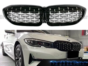 FIT BMW G20 G21 2019 ~2022 CHROME DIAMOND GLOSS BLACK FRAME FRONT GRILLE COVER - Picture 1 of 4