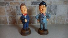 Vintage Laurel & Hardy hand painted Chalkware Statues 9 In. Tall - Rare 1970's