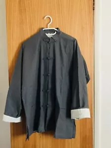 Vintage Grey 100 % Cotton Men’s Chinese Style Coat Size XL / New - Picture 1 of 5