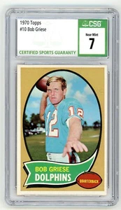 Bob Griese Dolphins 1970 Topps #10 CSG 7 casi nuevo - Imagen 1 de 2