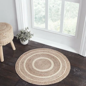 Round Jute Rug Handmade Area Rug 100%Natural Hand Braided Living Room Farmhouse - Picture 1 of 6