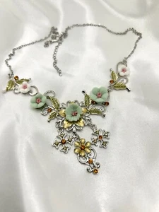 SALE Zauberhafte Vintage Kette / Collier Blumen Zirkonia 90er/ Y2K - Bild 1 von 20