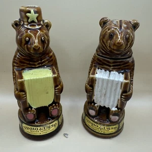 Lot Of 2 Ceramic Bear with Accordion; Miniature Bottle Vinho do Urso Rose Wine - Picture 1 of 11