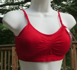 Stretchiges rotes Crop Top integrierter BH Spaghettiträger Tanktop One Size Small - Bild 1 von 6