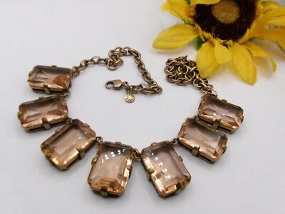 COLLAR DE DECLARACIÓN DE CRISTAL SINTÉTICO BISEL CORTE ESMERALDA CHAMPÁN J CREW 23" Foto 1 de 4