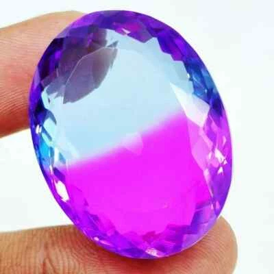 Bi-Color Tourmaline Loose Gemstone / Multicolor 24 Ct Pink & Blue Oval 17x13mm - Image 1 of 4