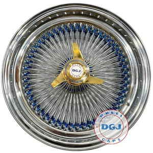 RUEDAS DGJ 20x8 STD 150 radios azul nip + anillo buje y buje dorado ruedas de alambre Lowrider - Imagen 1 de 4