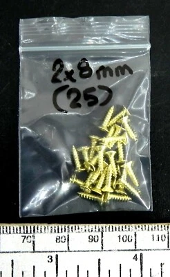 Viti A Legna M2x8 Oro - Pacco Di 25 - Testa Croce A Testa Svasata Piatta - Immagine 1 di 3