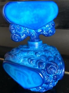 Flakon i zatyczki / nieprzezroczyste niebieskie szkło prasowane (imitacja lapis lazuli) Art Deco - Zdjęcie 1 z 11