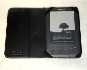 Kindle Keyboard 3rd Generation Model D00901 New Battery - Leather Case Bundle - Picture 1 of 6