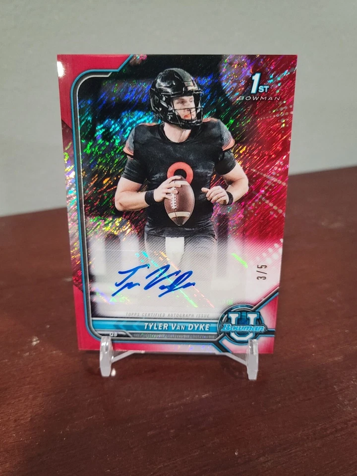 2021-22 Bowman U Chrome Tyler Van Dyke 1st Auto 3/5 Red Shimmer Miami Hurricanes - Image 1 of 4