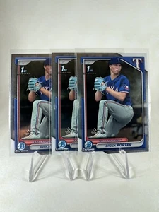 3x Brock Porter 2024 Bowman BCP-36 carta da baseball cromata Prospects Texas Rangers - Foto 1 di 2