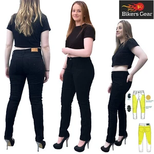PANTALÓN DE MUJER VAQUERO DE MOTOCICLETA ELÁSTICO KEVLAR DUPONT PROTECCIÓN ARAMIDA - Imagen 1 de 16