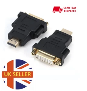 DVI-I FEMALE TO HDMI MALE ADAPTER CONNECTOR CONVERTER Gold Plated (24+5) Pin UK - Picture 1 of 8