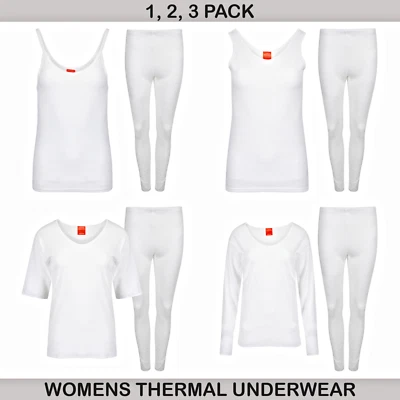 Womens Thermal Long Johns Top Bottom Underwear Trouser Baselayer Set 1,2,3 Pack - Image 1 of 4