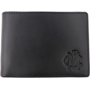 52182 MELBOURNE DEMONS AFL TEAM LOGO BLACK LEATHER MENS WALLET IN DRAWSTRING BAG - Bild 1 von 2