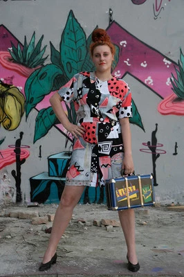 kurzer Damen Overall Gr. 44 True Vintage 90er Women jumpsuit patchwork pattern - Bild 1 von 4