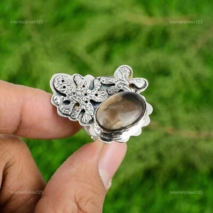 Geschenk für Sie natürlicher Rauchquarz Vorsteckring verstellbar 925 Silber - Bild 1 von 3
