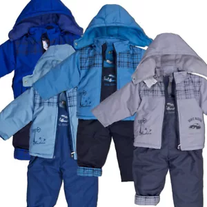 Kinder Baby Kleinkind Winteranzug mit Kaputze warm Jungen 2tlg Schneeanzug - Bild 1 von 5