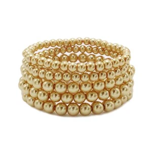 5 Pcs Faux Pearl Bracelet Set for Women Beaded Stretch Strand Bracelets for B... - Picture 1 of 4