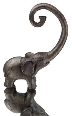Mini elefante prata metal anel suporte estatueta ornamento tronco enrolado bugiganga - Imagem 1 de 4