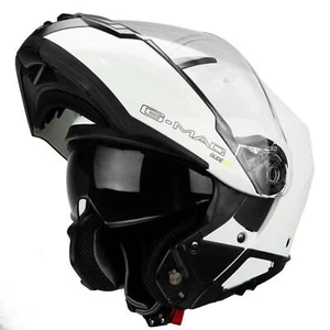 G-Mac Glide Evo Modular DVS Flip Up Front Motorcycle Helmet - Gloss White - Picture 1 of 7