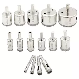 3-15tlg Lochsägen Set Diamantbohrkrone Keramik Glasfliese Feinsteinzeug Marmor 6-50mm - Bild 1 von 14