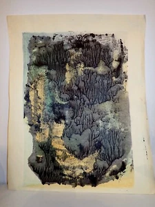 Cornish Art Margaret Chin Monoprint Gold & Ink on Paper - Picture 1 of 3