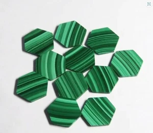 Malachite Hexagon Both Side Flat Back 8mm To 20mm Natural Loose Gemstone - Picture 1 of 6