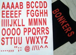 52 ferro su lettere 50 mm - LETTERE A-Z rosso--per tessuto...t-shirt. slogan stampa - Foto 1 di 1