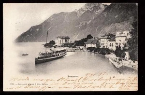 1899 boat waterfront brunnen switzerland pioneer postcard - Picture 1 of 1