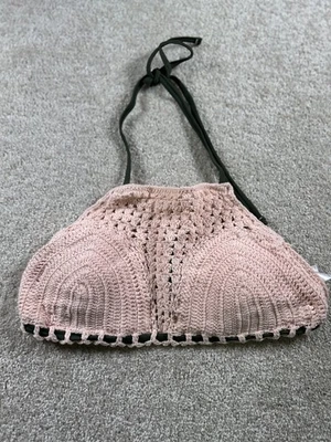 Xhilaration Women's Crochet Bikini Top Medium Pink Cotton Padded - Image 1 of 4