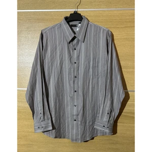 J Ferrar Dress Shirt Mens XXL (18-18 1/2) Grey w/Purple & Silver PinStripe NWT - Picture 1 of 5