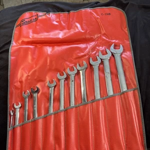 11 Snap On Combination Wrench Set C-114B In Red Mat Roll - Foto 1 di 16