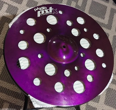 PLATILLO MEDIANO PAISTE PST-X SWISS CRASH COMO NUEVO 18" ¡SONIDO COLOR PÚRPURA PERSONALIZADO! WOW! Foto 1 de 4