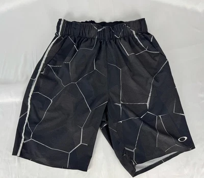 Bermuda esportiva masculina Oakley M preta branca atlética respirável esportes ao ar livre - Imagem 1 de 4