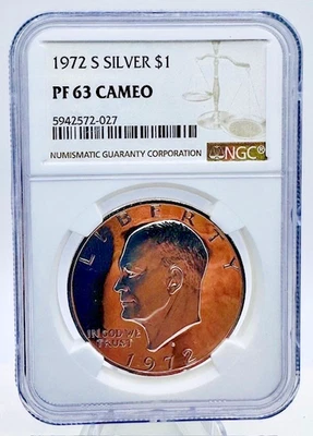 1972-S Silver Eisenhower Dollar $1 💥NGC PF 63 Cameo💥 - Image 1 of 2