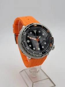 Reloj de buceo POSEIDON naranja negro 'Tuna' 300 m WR SEIKO TMI NH35 movimiento automático - Imagen 1 de 19