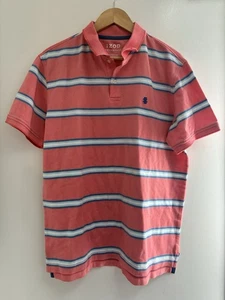 Izod Advantage Performance Men's Striped Short Sleeve Polo Shirt Salmon Pink M - Picture 1 of 5