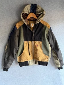 Carhartt Patchwork Jacket Womens Medium Colorblock Canvas Quilted Lined - Picture 1 of 8