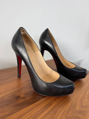 Christian Louboutin Black Leather Platform Closed Toe Pumps SZ 37/ US - 6.5 - Image 1 of 4
