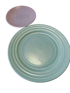 Hazel Atlas - Moderntone Platonite Pastel 9" Green Dinner Plate And 5.5" Saucer - Picture 1 of 7