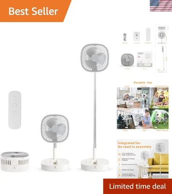Ventilador de pedestal portátil a batería con control remoto, 4 velocidades, silencioso Foto 1 de 4
