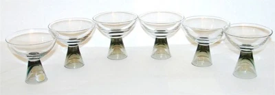 6 Vtg Rosenthal Fortuna 3 ¾” Fruit Cocktail Glasses Hollow Smoke Base Crystal - Image 1 of 4