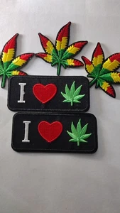 Patch brodé à coudre en fer à coudre Weed Marijuana Marihuana lot de 5 - Photo 1/3