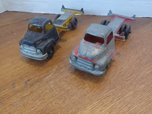 KONVOLUT 2 ANTIKE 50er JAHRE STRUCTO PRITSCHEN LKW DRUCKGUSS METALL SPIELZEUG - Bild 1 von 9