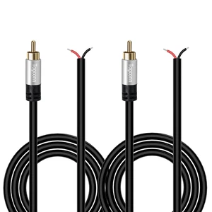 RCA to Bare Wire Speaker Cable (2 Pack 20AWG 6 Feet),Replacement RCA Male Plug J - Picture 1 of 12