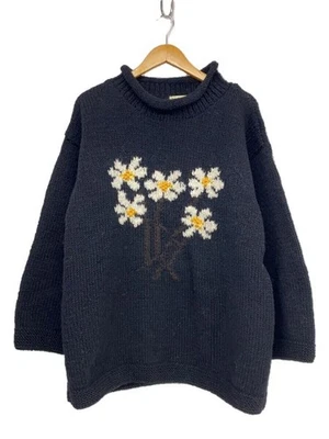 MacMahon Knitting Mills tejido y suéter (grueso) -- lana negro floral usado Foto 1 de 4